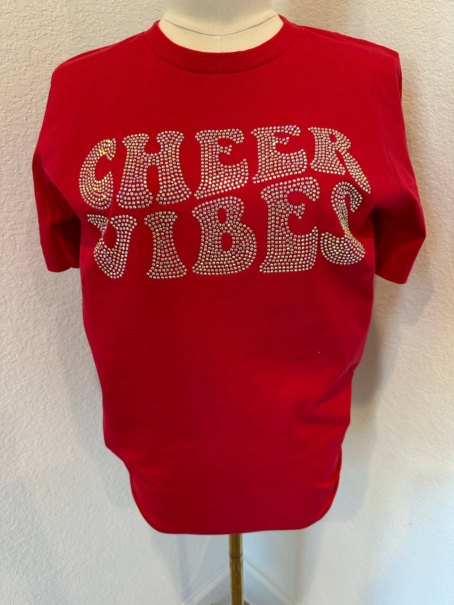 Cheer Vibes Rhinestone Red Tee