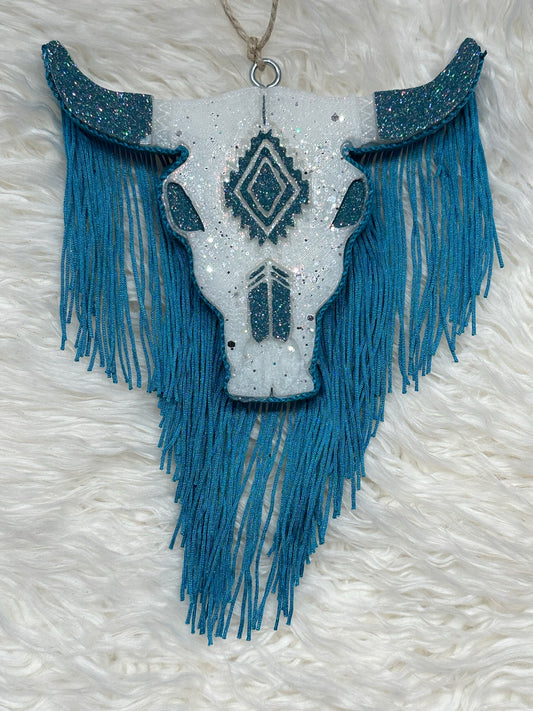 Teal/White Bullhead Fringe Freshie